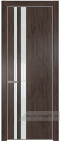 Дверь со стеклом ProfilDoors 20NA Lacobel Белый лак с профилем Серебро (Дуб Тобакко)