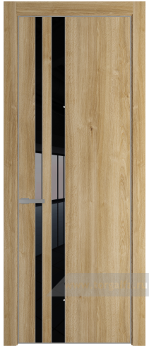 Дверь со стеклом ProfilDoors 20NA Lacobel Черный лак с профилем Серебро (Дуб Карамель)