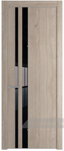 Дверь со стеклом ProfilDoors 20NA Lacobel Черный лак с профилем Серебро (Дуб Сонома)