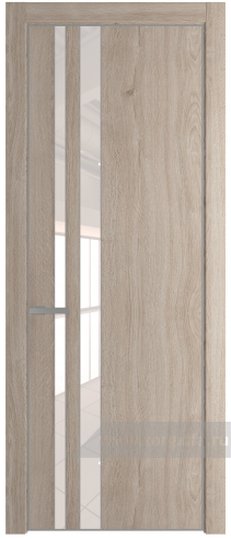 Дверь со стеклом ProfilDoors 20NA Lacobel Перламутровый лак с профилем Серебро (Дуб Сонома)