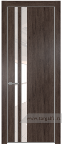 Дверь со стеклом ProfilDoors 20NA Lacobel Перламутровый лак с профилем Серебро (Дуб Тобакко)