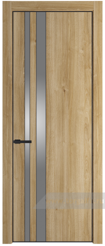 Дверь со стеклом ProfilDoors 20NA Lacobel Серебряный лак с профилем Черный матовый RAL9005 (Дуб Карамель)