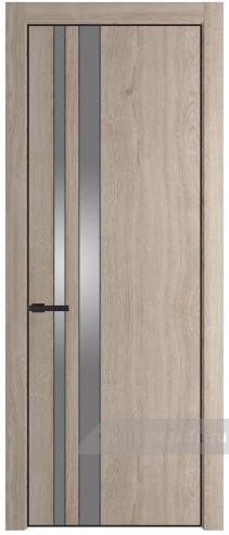 Дверь со стеклом ProfilDoors 20NA Lacobel Серебряный лак с профилем Черный матовый RAL9005 (Дуб Сонома)
