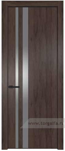 Дверь со стеклом ProfilDoors 20NA Lacobel Серебряный лак с профилем Черный матовый RAL9005 (Дуб Тобакко)