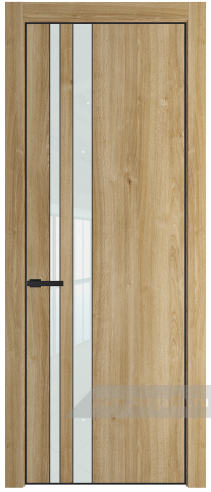 Дверь со стеклом ProfilDoors 20NA Lacobel Белый лак с профилем Черный матовый RAL9005 (Дуб Карамель)
