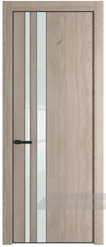 Дверь со стеклом ProfilDoors 20NA Lacobel Белый лак с профилем Черный матовый RAL9005 (Дуб Сонома)