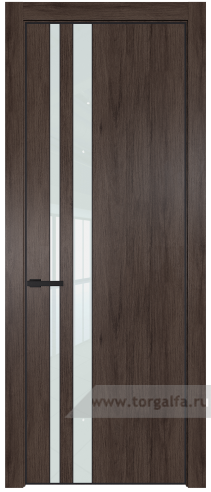 Дверь со стеклом ProfilDoors 20NA Lacobel Белый лак с профилем Черный матовый RAL9005 (Дуб Тобакко)