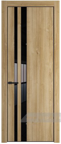 Дверь со стеклом ProfilDoors 20NA Lacobel Черный лак с профилем Черный матовый RAL9005 (Дуб Карамель)