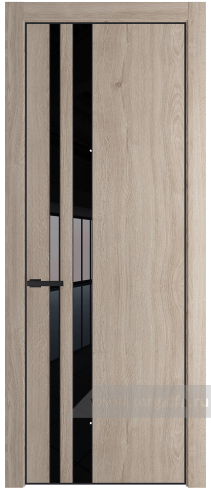 Дверь со стеклом ProfilDoors 20NA Lacobel Черный лак с профилем Черный матовый RAL9005 (Дуб Сонома)