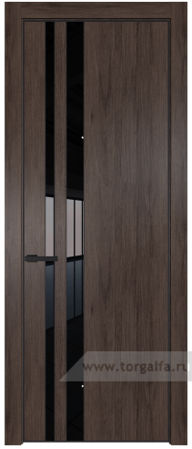 Дверь со стеклом ProfilDoors 20NA Lacobel Черный лак с профилем Черный матовый RAL9005 (Дуб Тобакко)