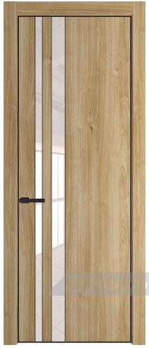 Дверь со стеклом ProfilDoors 20NA Lacobel Перламутровый лак с профилем Черный матовый RAL9005 (Дуб Карамель)