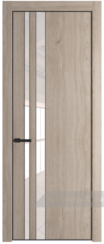Дверь со стеклом ProfilDoors 20NA Lacobel Перламутровый лак с профилем Черный матовый RAL9005 (Дуб Сонома)
