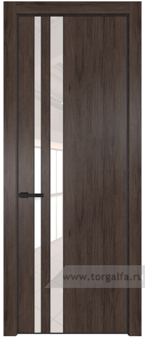 Дверь со стеклом ProfilDoors 20NA Lacobel Перламутровый лак с профилем Черный матовый RAL9005 (Дуб Тобакко)