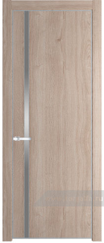 Дверь со стеклом ProfilDoors 21NA Lacobel Серебряный лак с профилем Серебро (Дуб Сонома)