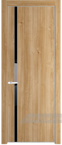 Дверь со стеклом ProfilDoors 21NA Lacobel Черный лак с профилем Серебро (Дуб Карамель)