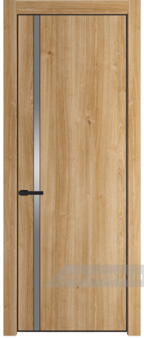 Дверь со стеклом ProfilDoors 21NA Lacobel Серебряный лак с профилем Черный матовый RAL9005 (Дуб Карамель)