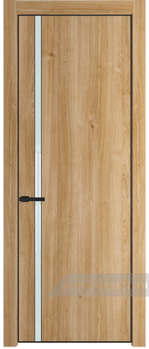 Дверь со стеклом ProfilDoors 21NA Lacobel Белый лак с профилем Черный матовый RAL9005 (Дуб Карамель)
