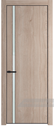 Дверь со стеклом ProfilDoors 21NA Lacobel Белый лак с профилем Черный матовый RAL9005 (Дуб Сонома)