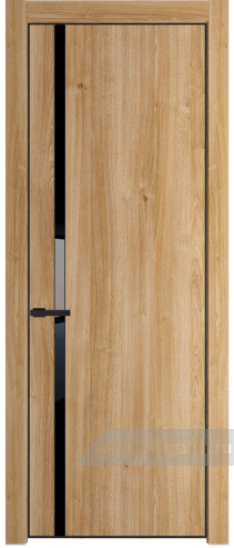 Дверь со стеклом ProfilDoors 21NA Lacobel Черный лак с профилем Черный матовый RAL9005 (Дуб Карамель)