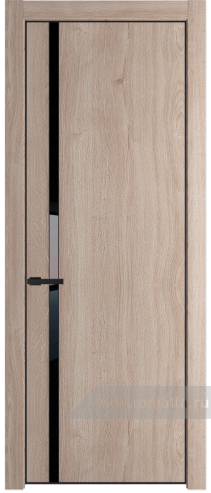 Дверь со стеклом ProfilDoors 21NA Lacobel Черный лак с профилем Черный матовый RAL9005 (Дуб Сонома)