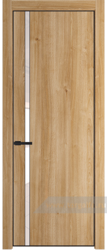 Дверь со стеклом ProfilDoors 21NA Lacobel Перламутровый лак с профилем Черный матовый RAL9005 (Дуб Карамель)