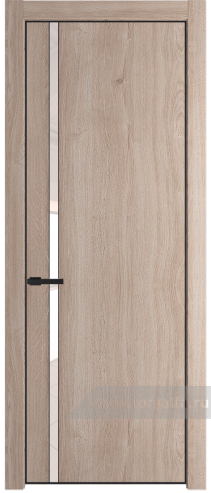Дверь со стеклом ProfilDoors 21NA Lacobel Перламутровый лак с профилем Черный матовый RAL9005 (Дуб Сонома)