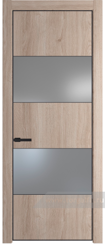 Дверь со стеклом ProfilDoors 22NA Lacobel Серебряный лак с профилем Черный матовый RAL9005 (Дуб Сонома)