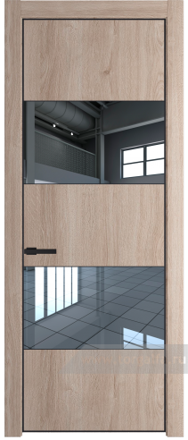 Дверь со стеклом ProfilDoors 22NA Зеркало с профилем Черный матовый RAL9005 (Дуб Сонома)