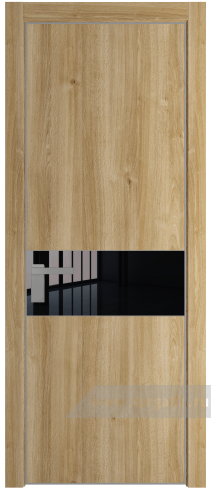 Дверь со стеклом ProfilDoors 17NA Lacobel Черный лак с профилем Серебро (Дуб Карамель)