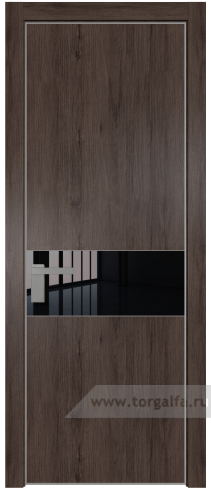 Дверь со стеклом ProfilDoors 17NA Lacobel Черный лак с профилем Серебро (Дуб Тобакко)