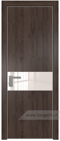 Дверь со стеклом ProfilDoors 17NA Lacobel Перламутровый лак с профилем Серебро (Дуб Тобакко)