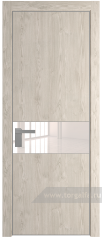 Дверь со стеклом ProfilDoors 17NA Lacobel Перламутровый лак с профилем Серебро (Каштан светлый)
