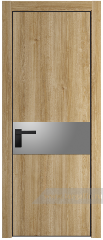 Дверь со стеклом ProfilDoors 17NA Lacobel Серебряный лак с профилем Черный матовый RAL9005 (Дуб Карамель)
