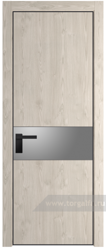 Дверь со стеклом ProfilDoors 17NA Lacobel Серебряный лак с профилем Черный матовый RAL9005 (Дуб Сонома)