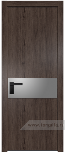 Дверь со стеклом ProfilDoors 17NA Lacobel Серебряный лак с профилем Черный матовый RAL9005 (Дуб Тобакко)