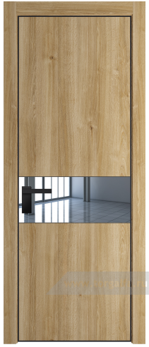 Дверь со стеклом ProfilDoors 17NA Зеркало с профилем Черный матовый RAL9005 (Дуб Карамель)