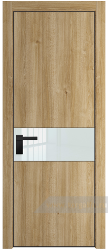 Дверь со стеклом ProfilDoors 17NA Lacobel Белый лак с профилем Черный матовый RAL9005 (Дуб Карамель)