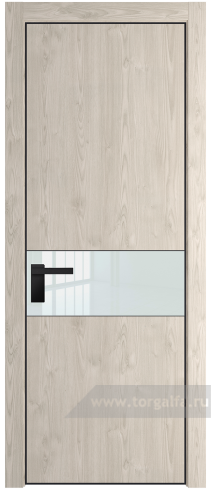 Дверь со стеклом ProfilDoors 17NA Lacobel Белый лак с профилем Черный матовый RAL9005 (Дуб Сонома)