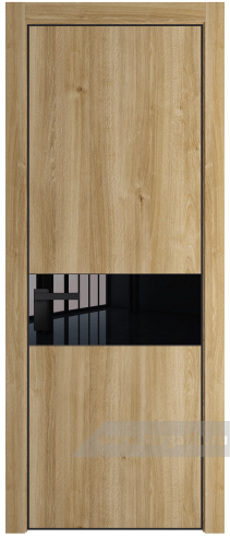 Дверь со стеклом ProfilDoors 17NA Lacobel Черный лак с профилем Черный матовый RAL9005 (Дуб Карамель)