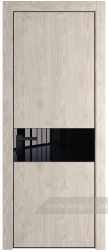 Дверь со стеклом ProfilDoors 17NA Lacobel Черный лак с профилем Черный матовый RAL9005 (Дуб Сонома)