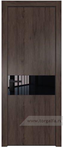 Дверь со стеклом ProfilDoors 17NA Lacobel Черный лак с профилем Черный матовый RAL9005 (Дуб Тобакко)