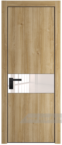 Дверь со стеклом ProfilDoors 17NA Lacobel Перламутровый лак с профилем Черный матовый RAL9005 (Дуб Карамель)