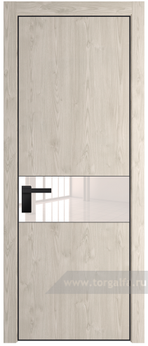 Дверь со стеклом ProfilDoors 17NA Lacobel Перламутровый лак с профилем Черный матовый RAL9005 (Дуб Сонома)