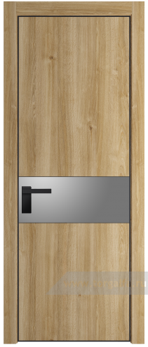 Дверь со стеклом ProfilDoors 17NE Lacobel Серебряный лак с кромкой Черный матовый RAL9005 (Дуб Карамель)