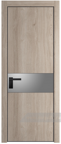 Дверь со стеклом ProfilDoors 17NE Lacobel Серебряный лак с кромкой Черный матовый RAL9005 (Дуб Сонома)