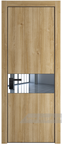 Дверь со стеклом ProfilDoors 17NE Зеркало с кромкой Черный матовый RAL9005 (Дуб Карамель)