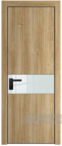Дверь со стеклом ProfilDoors 17NE Lacobel Белый лак с кромкой Черный матовый RAL9005 (Дуб Карамель)