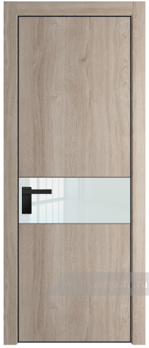 Дверь со стеклом ProfilDoors 17NE Lacobel Белый лак с кромкой Черный матовый RAL9005 (Дуб Сонома)