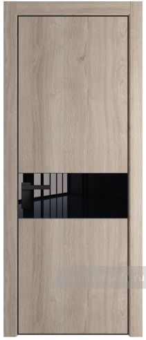 Дверь со стеклом ProfilDoors 17NE Lacobel Черный лак с кромкой Черный матовый RAL9005 (Дуб Сонома)