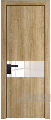 Дверь со стеклом ProfilDoors 17NE Lacobel Перламутровый лак с кромкой Черный матовый RAL9005 (Дуб Карамель)